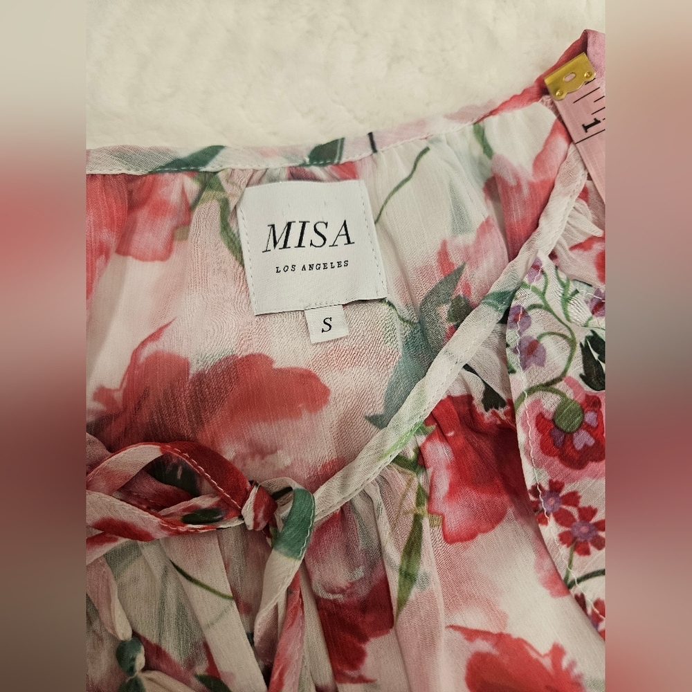 Misa Los Angeles Eliza Tiered Ruffle Chiffon Mini Dress Size S - Picture 15 of 16